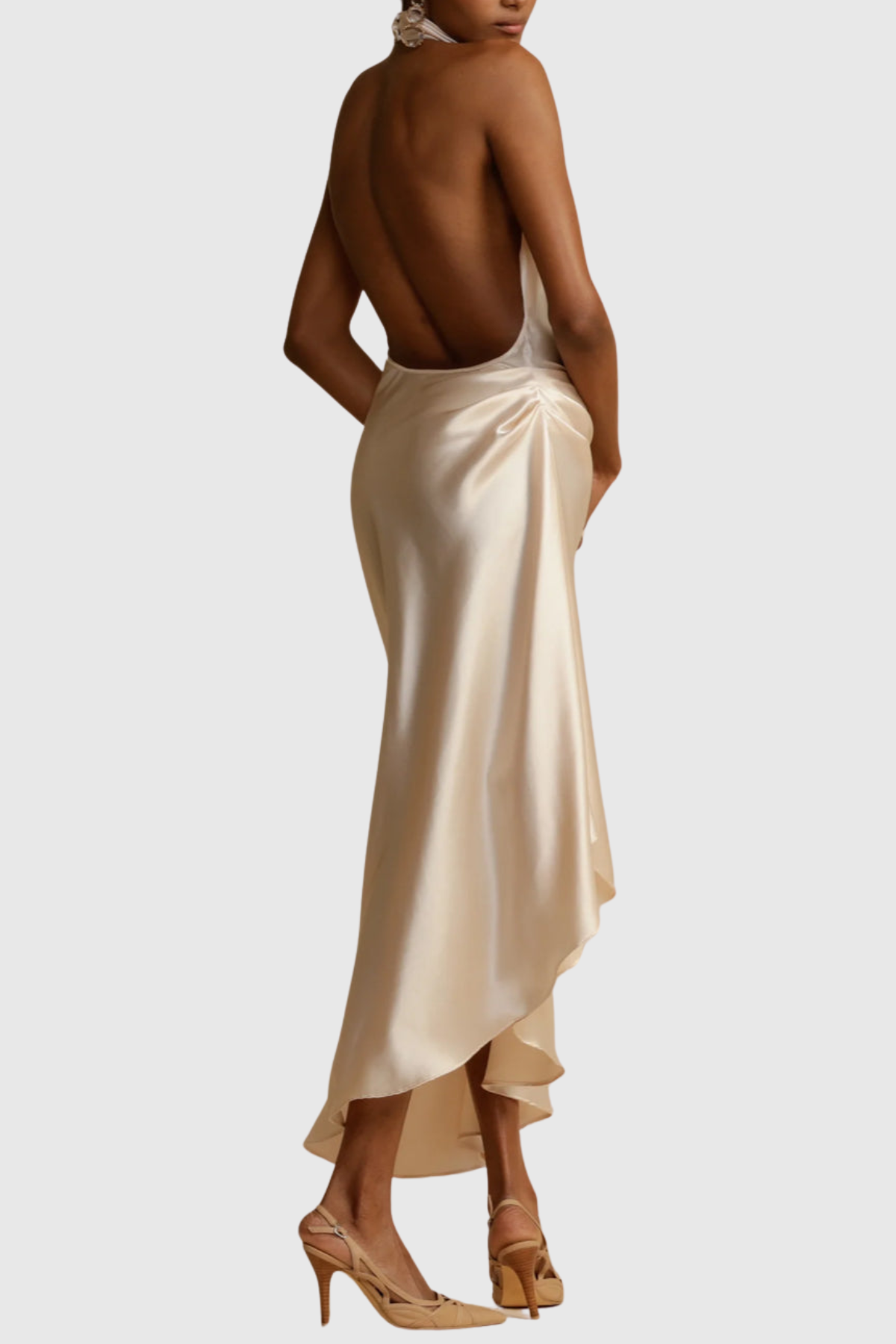 Eliana Halter Satin Midi Dress