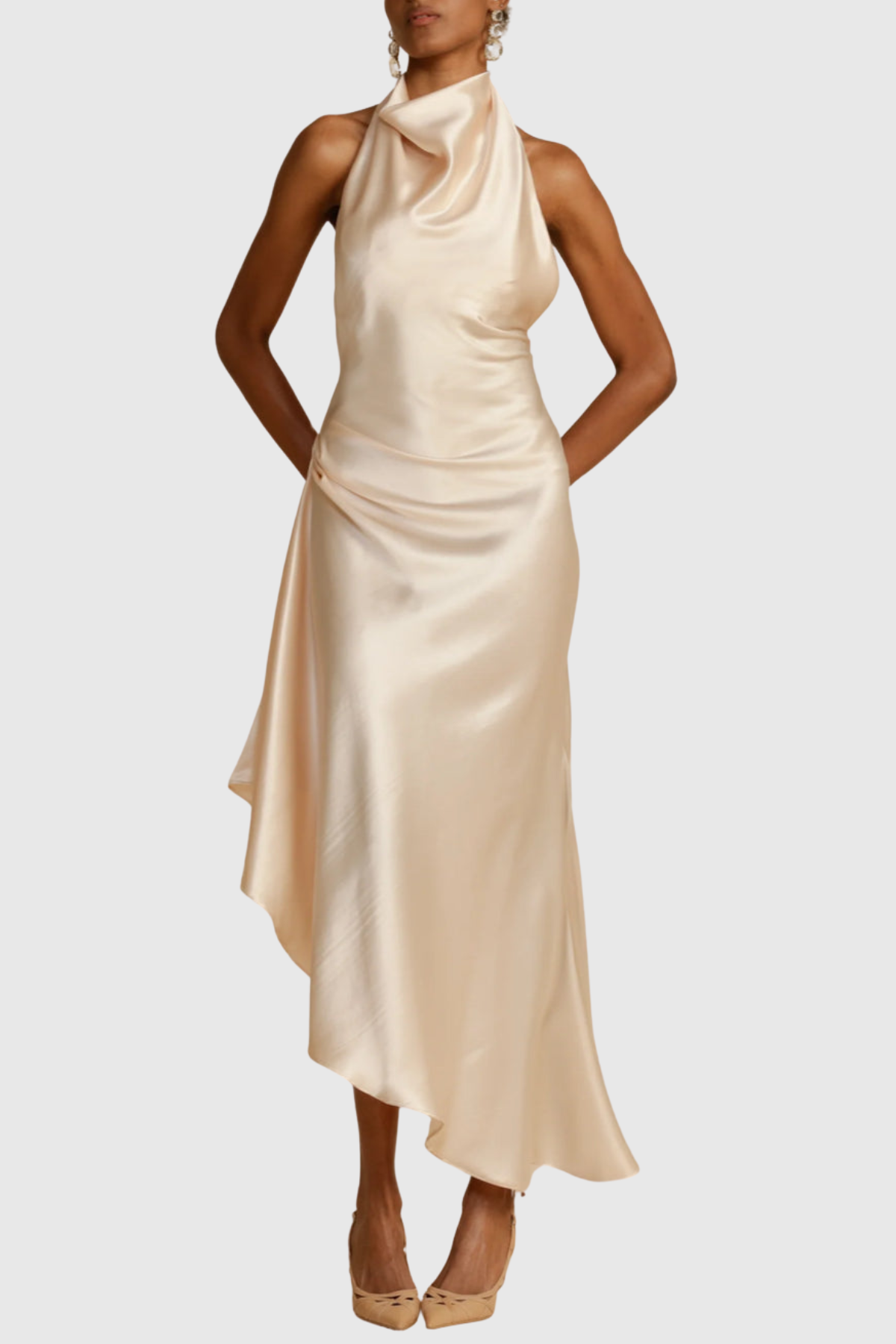 Eliana Halter Satin Midi Dress