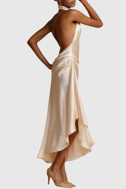 Eliana Halter Satin Midi Dress