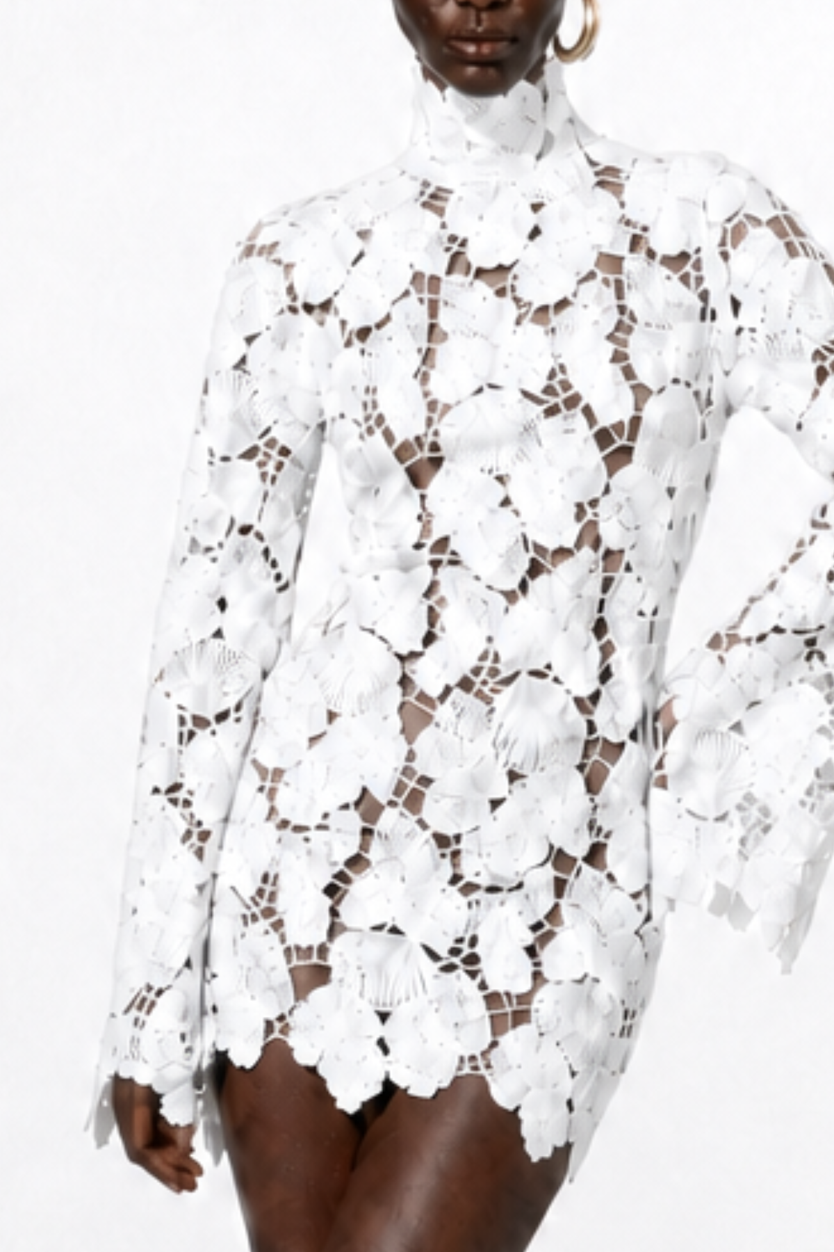 Eliane Floral Crochet Mini Dress - White