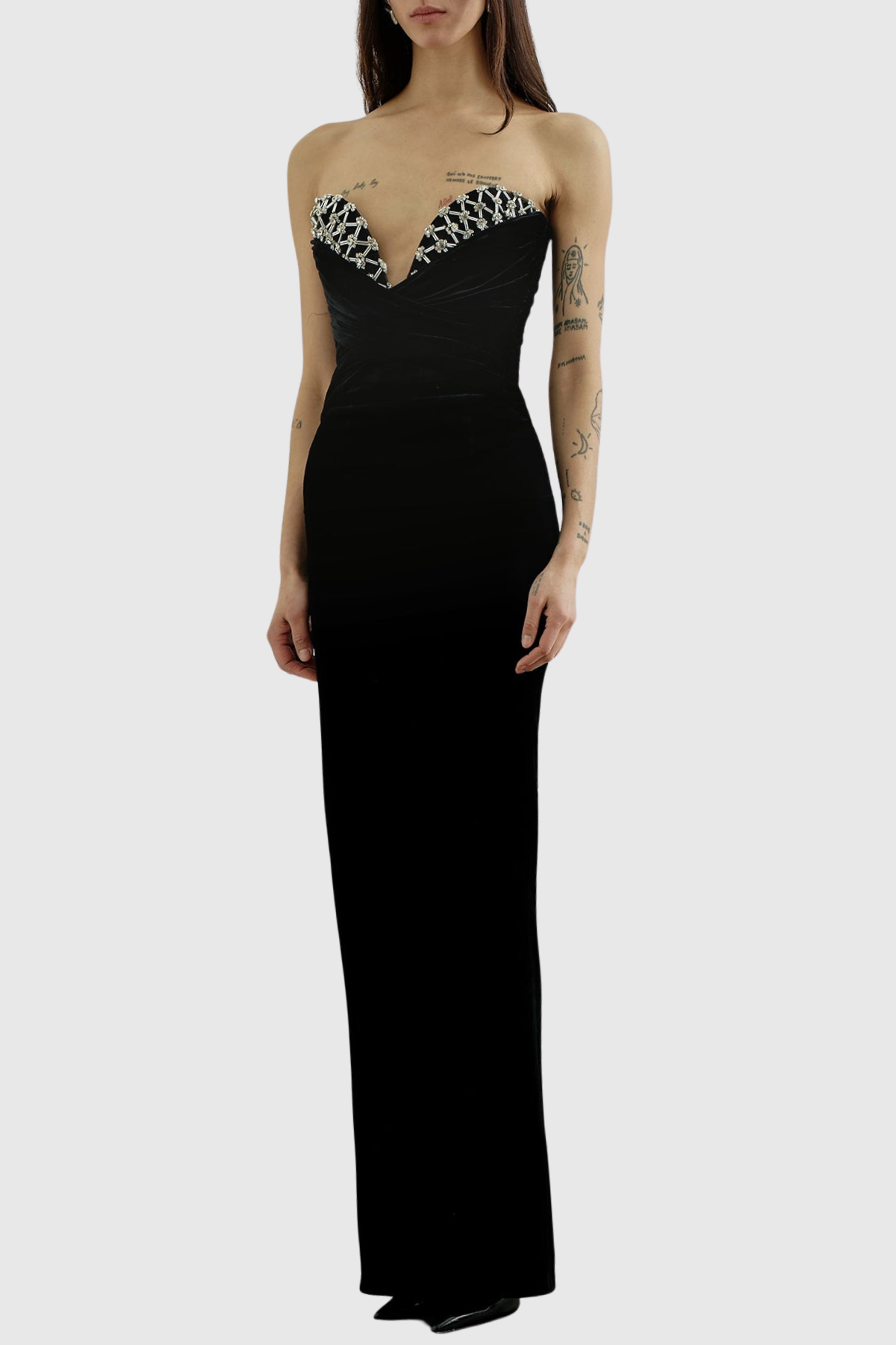 Eliezer Crystal Embellished Strapless Maxi Dress