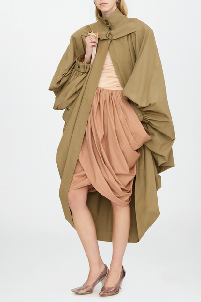 Elisaba Asymmetric Draped Cape Coat