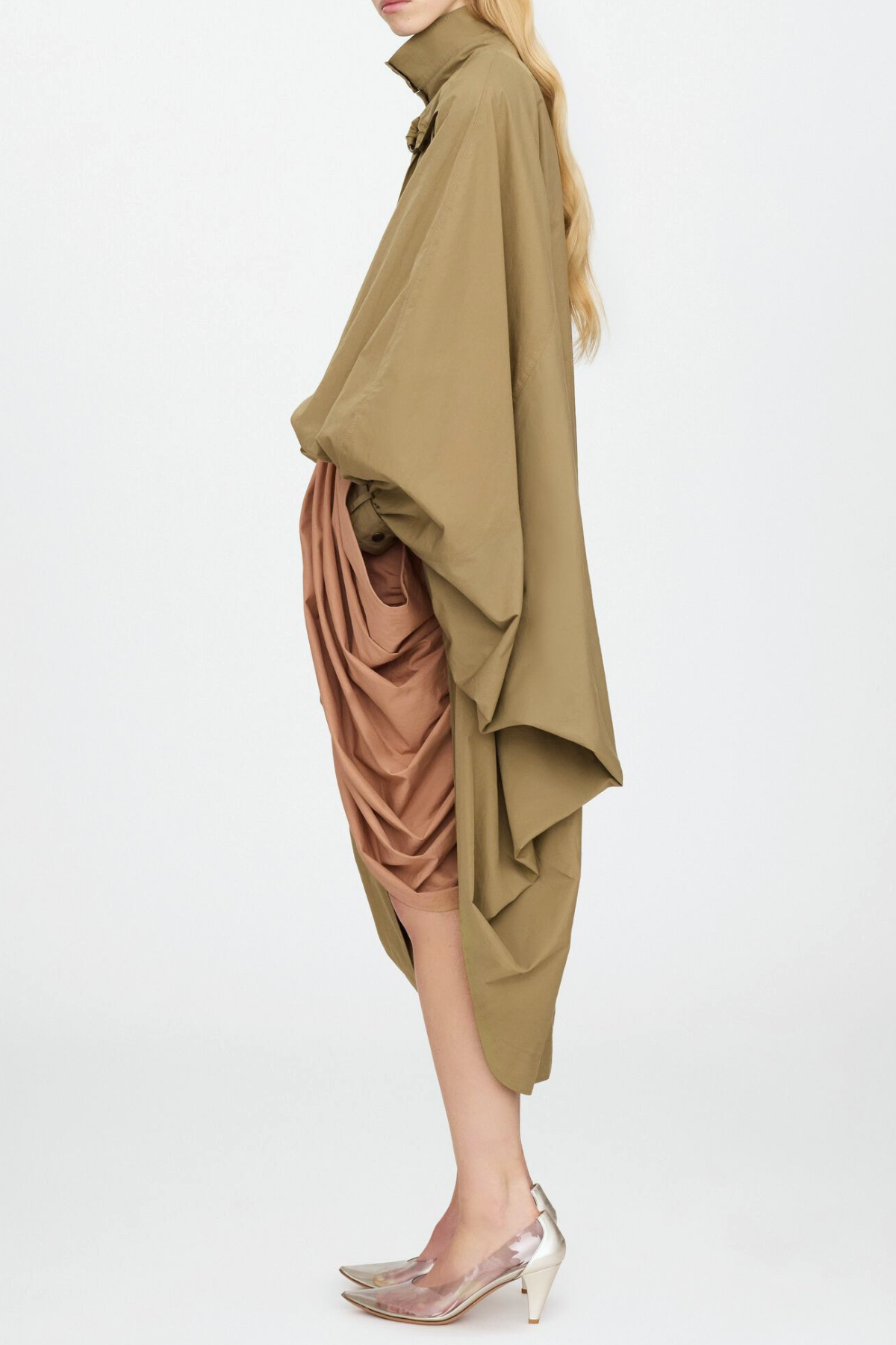 Elisaba Asymmetric Draped Cape Coat