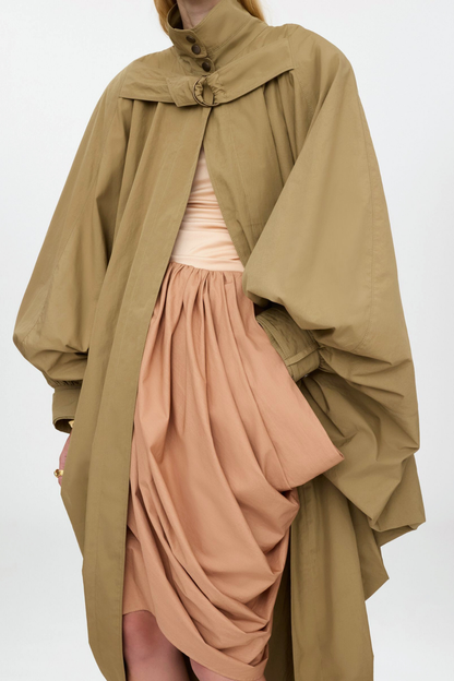 Elisaba Asymmetric Draped Cape Coat