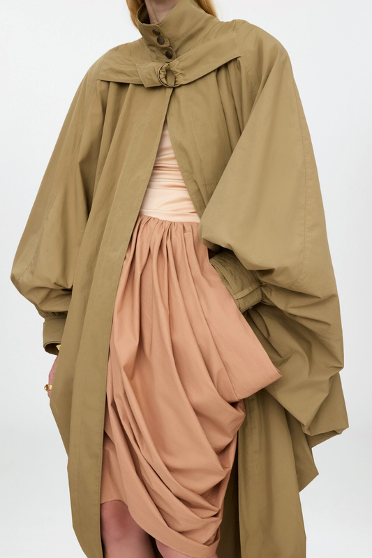Elisaba Asymmetric Draped Cape Coat