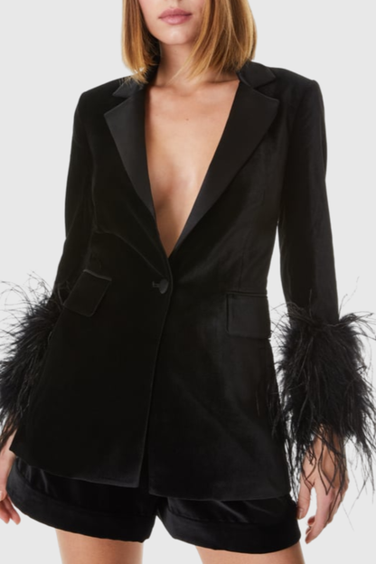 Eliseo Feather Velvet Blazer