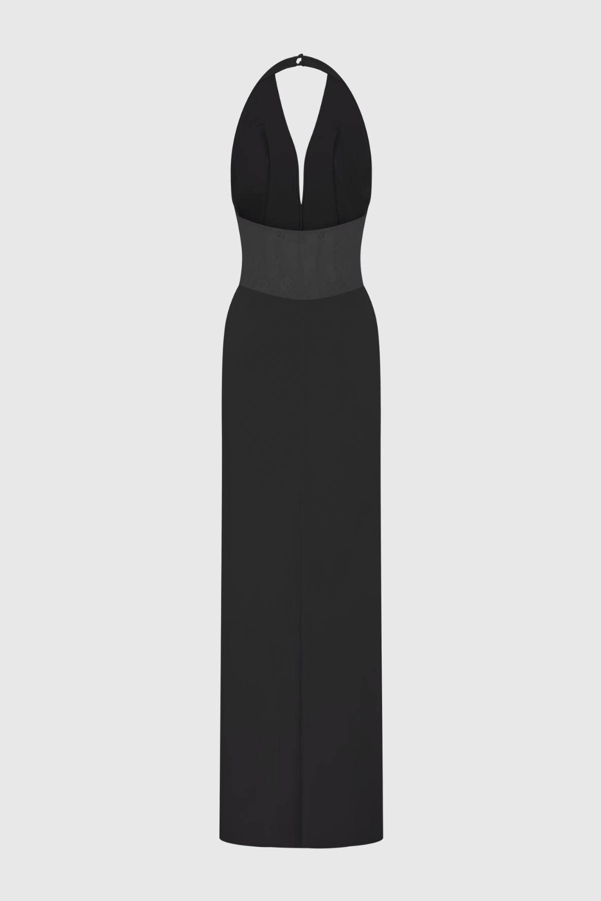 Elissa Halter Lace Draped Maxi Dress - Black