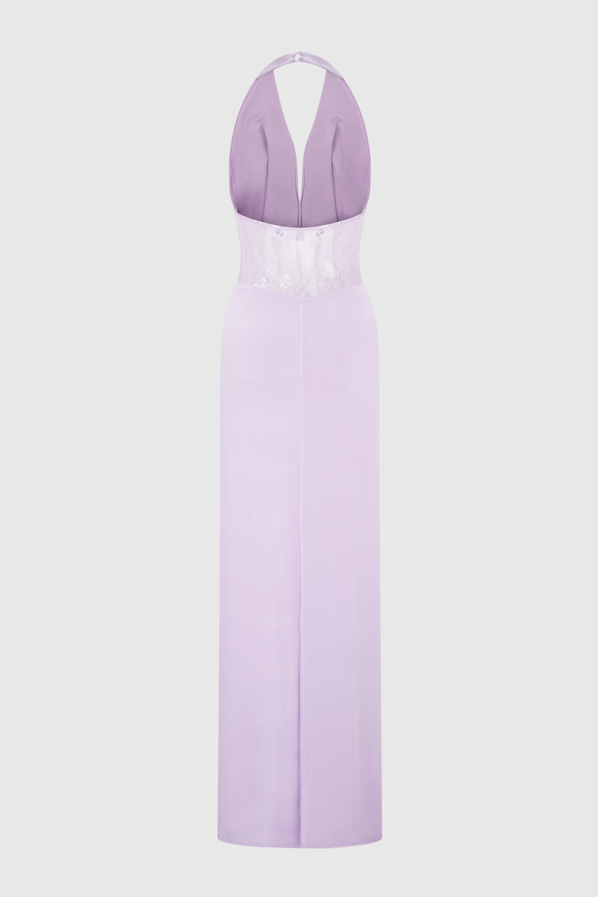 Elissa Halter Lace Draped Maxi Dress - Purple