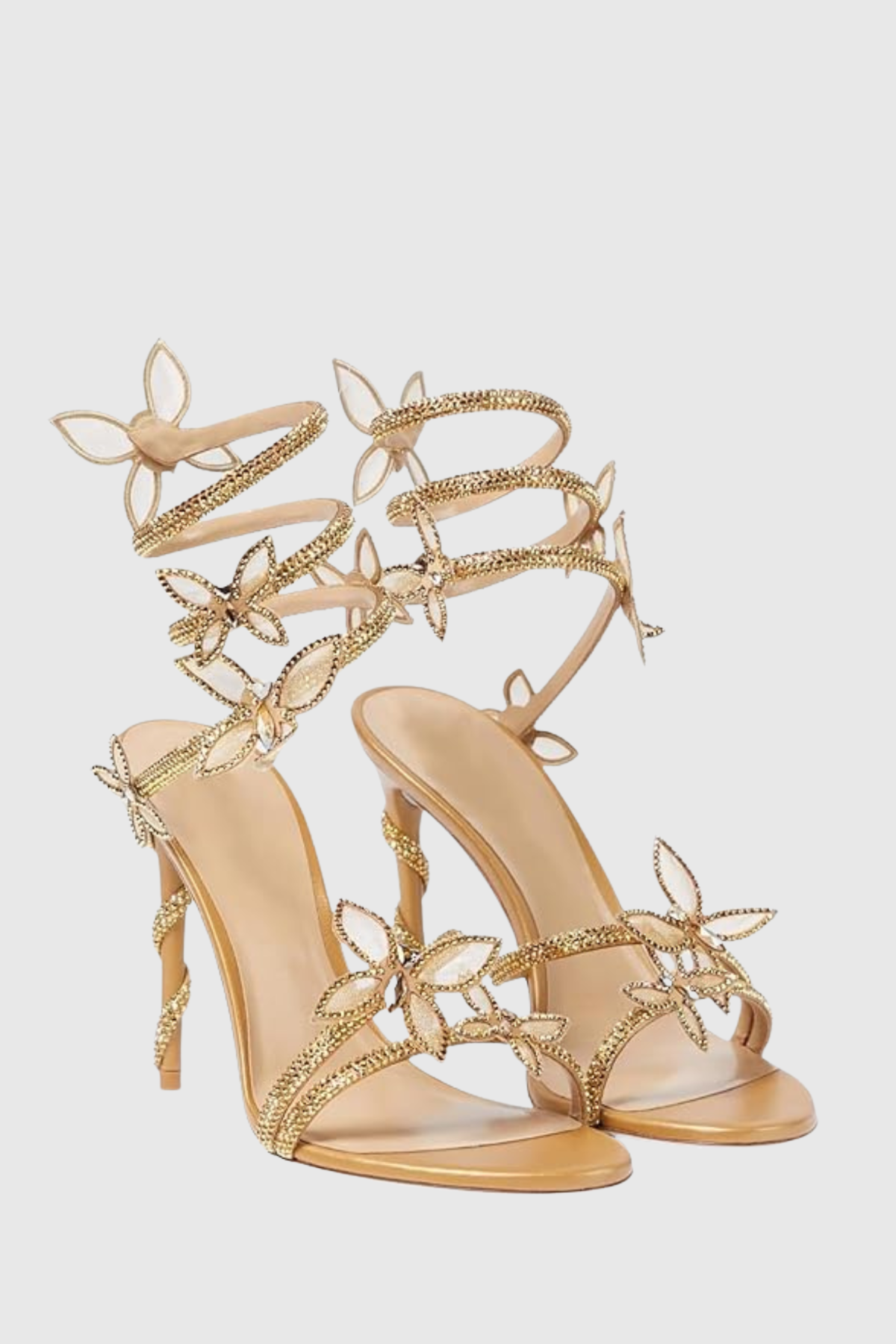 Ellery Butterfly Rhinestone Heel Sandals - Gold