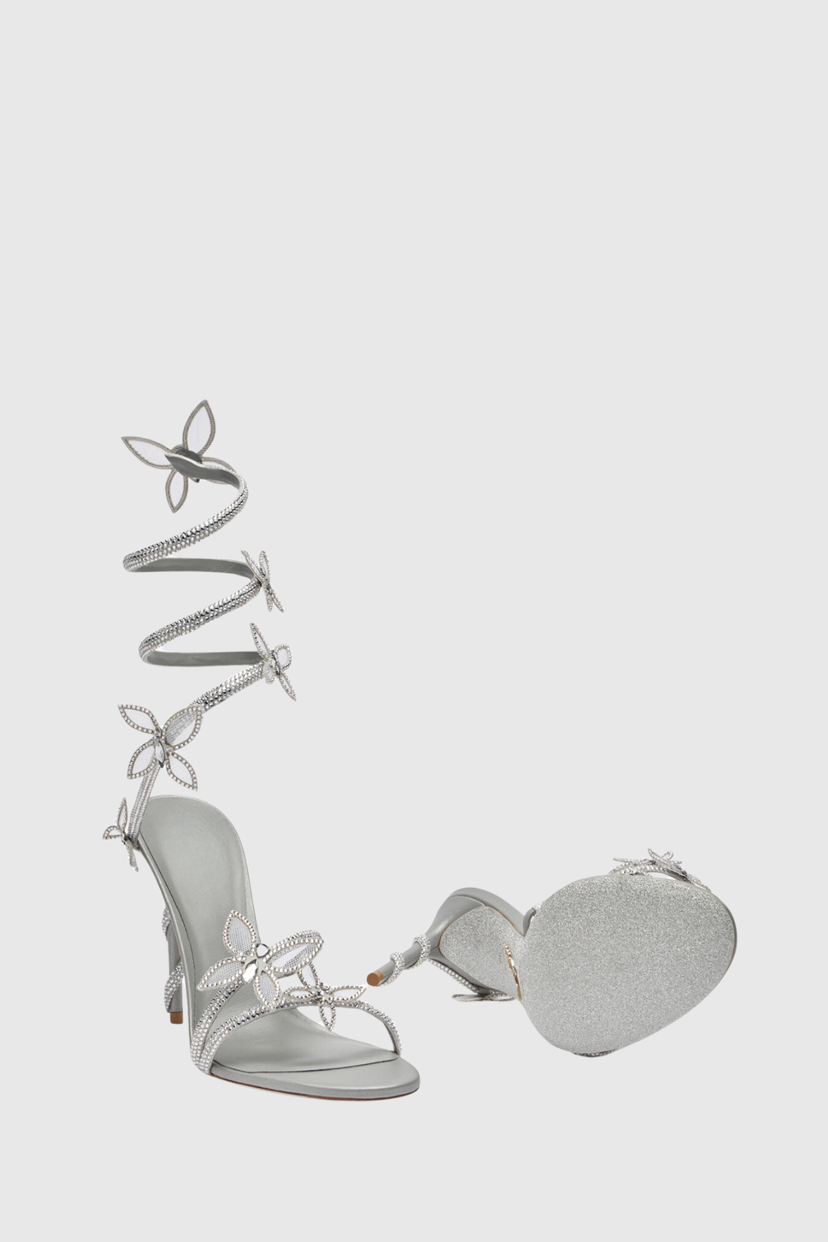 Ellery Butterfly Rhinestone Heel Sandals - Silver