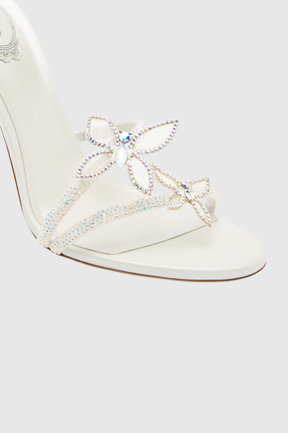 Ellery Butterfly Rhinestone Heel Sandals - White