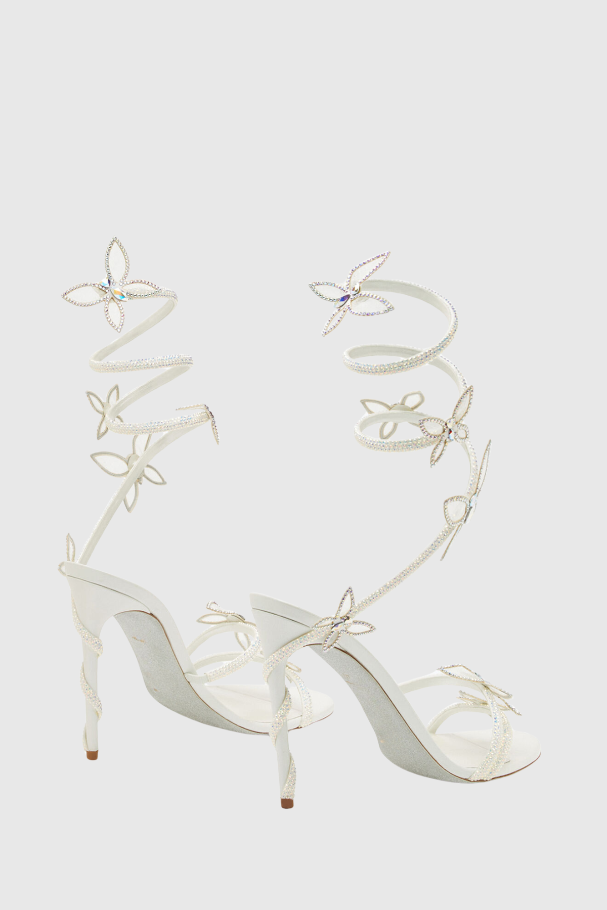 Ellery Butterfly Rhinestone Heel Sandals - White