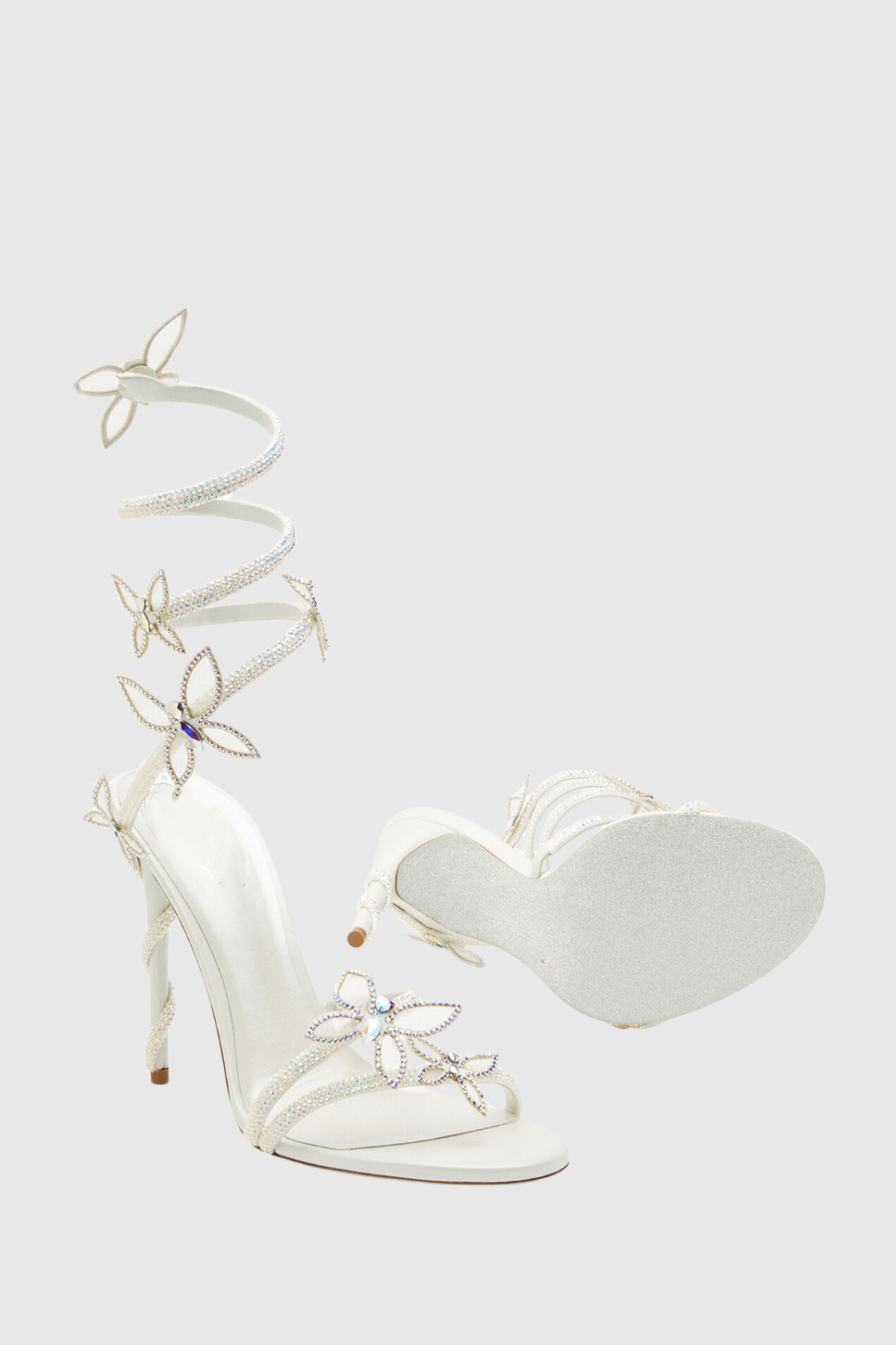 Ellery Butterfly Rhinestone Heel Sandals - White