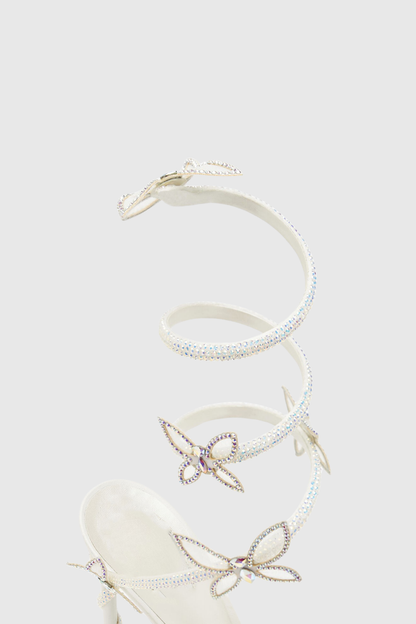 Ellery Butterfly Rhinestone Heel Sandals - White
