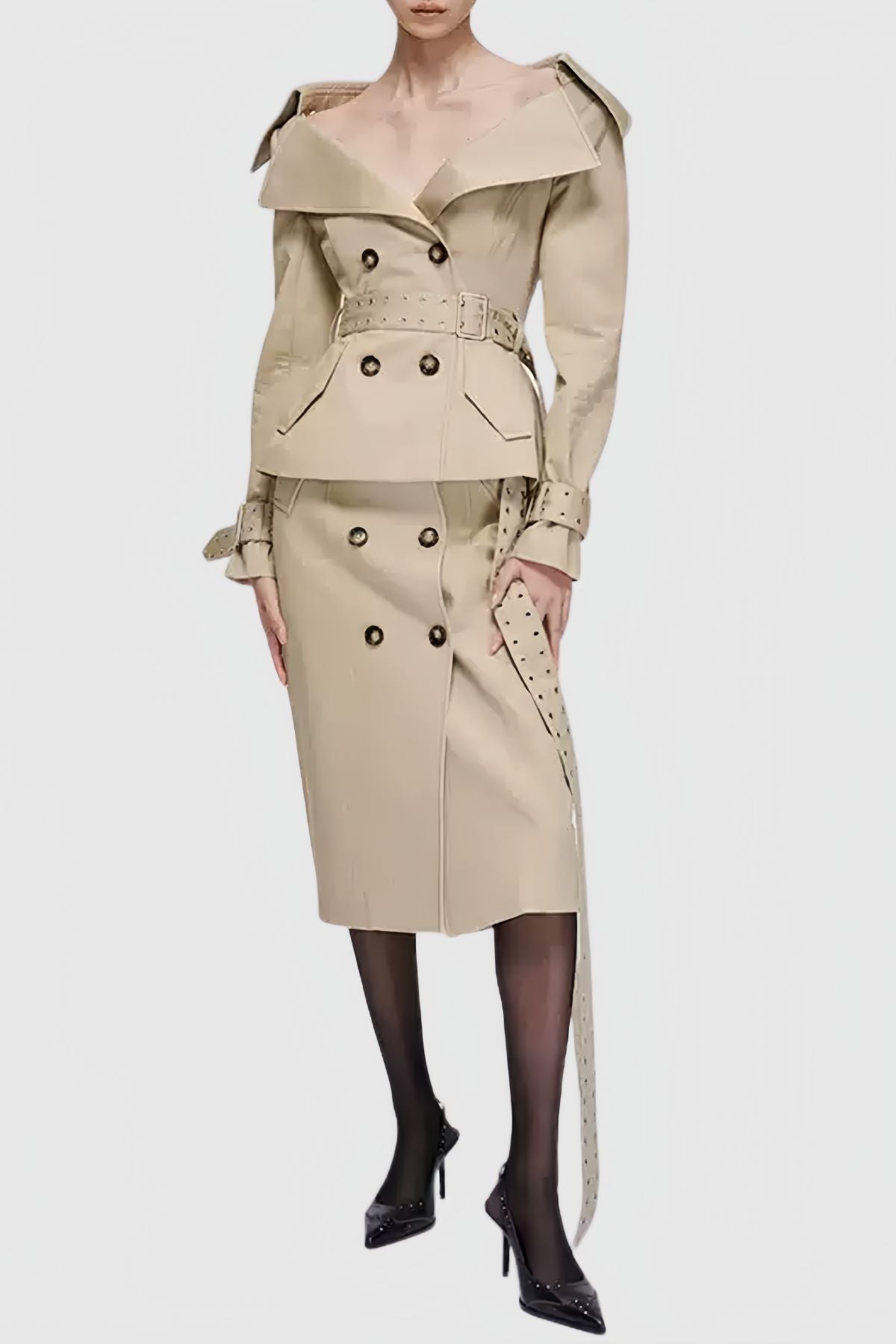Ellina Double Breasted Short Trench
