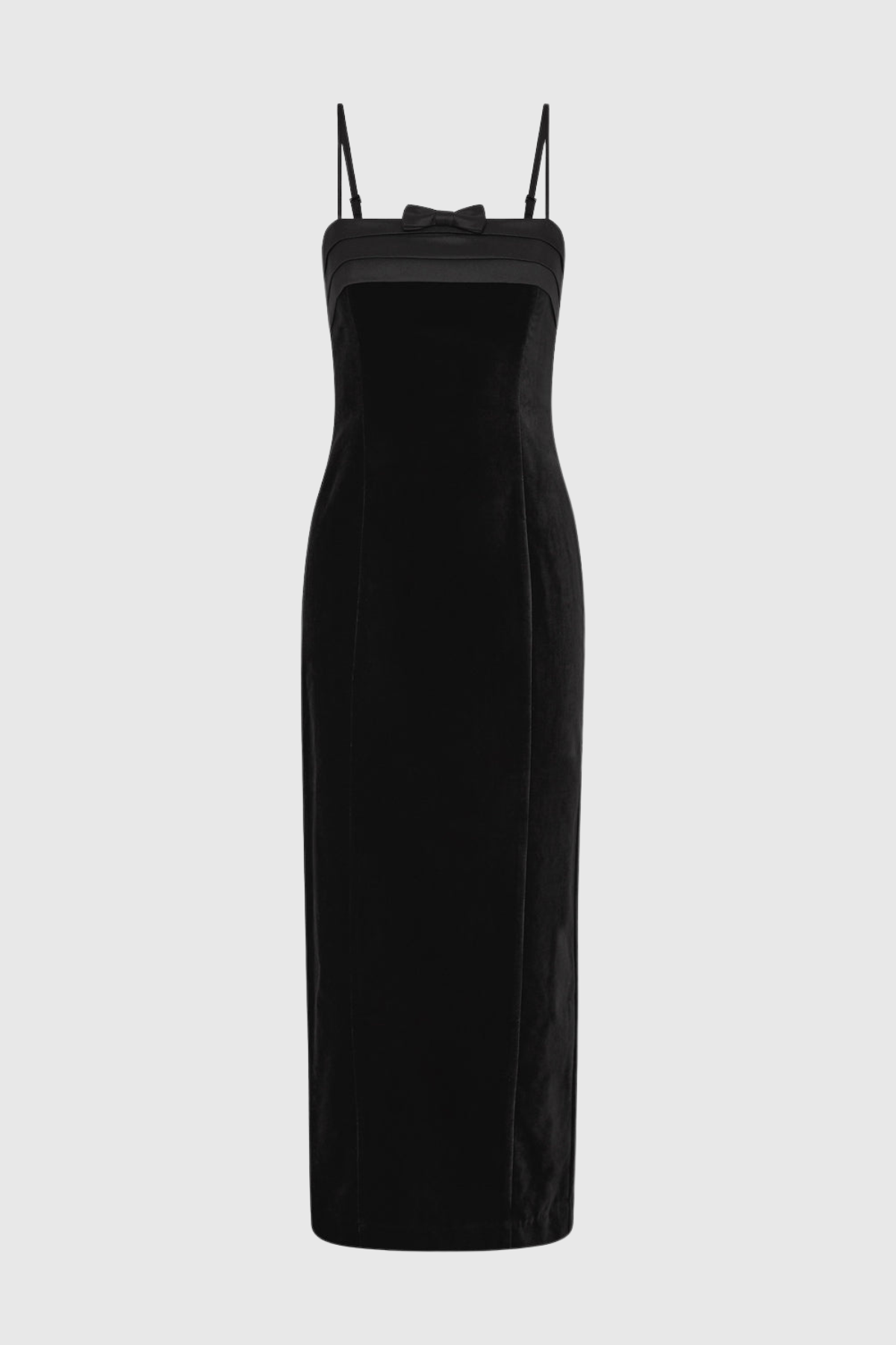 Elmer Bow Strapless Velvet Midi Dress