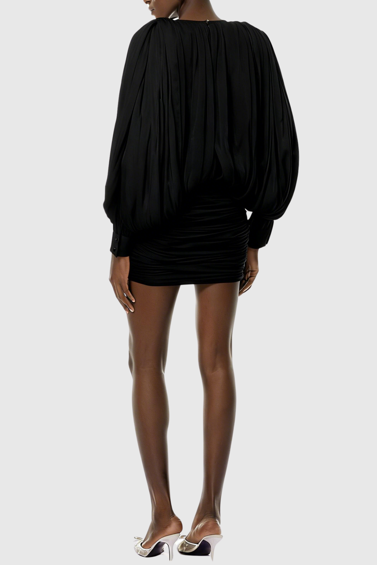 Elona Ruched Bodycon Mini Dress - Black