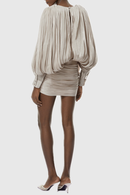 Elona Ruched Bodycon Mini Dress - Champagne
