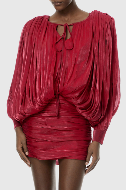 Elona Ruched Bodycon Mini Dress - Red
