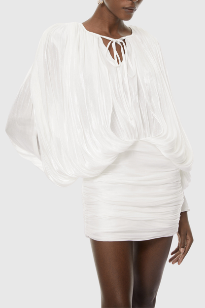 Elona Ruched Bodycon Mini Dress - White
