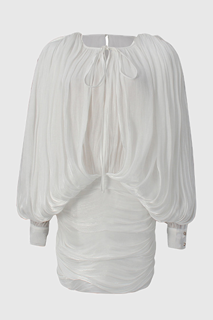 Elona Ruched Bodycon Mini Dress - White