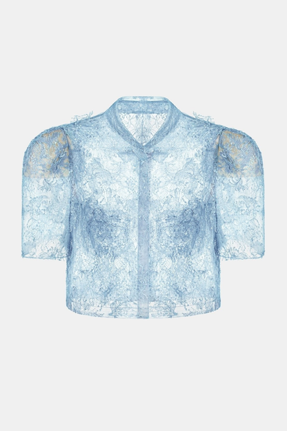 Elsea Lace Top & Mini Skirt Set - Blue