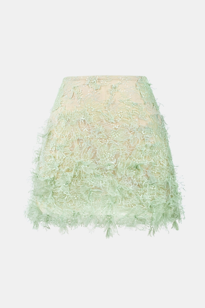 Elsea Lace Top & Mini Skirt Set - Green