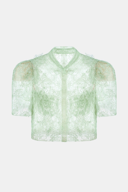 Elsea Lace Top & Mini Skirt Set - Green