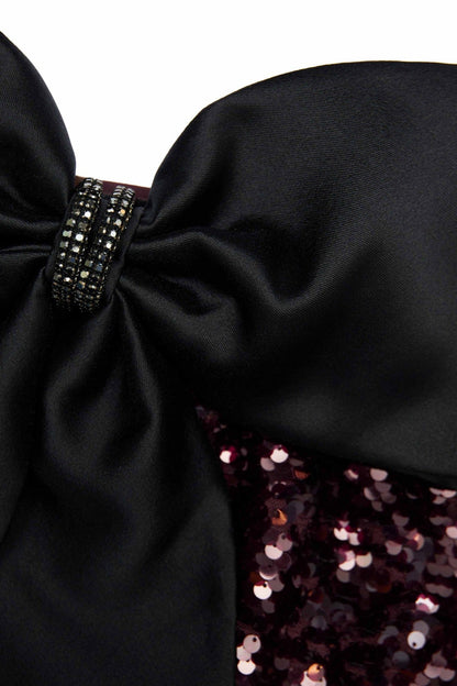 Elska Off Shoulder Bow Sequin Maxi Dress