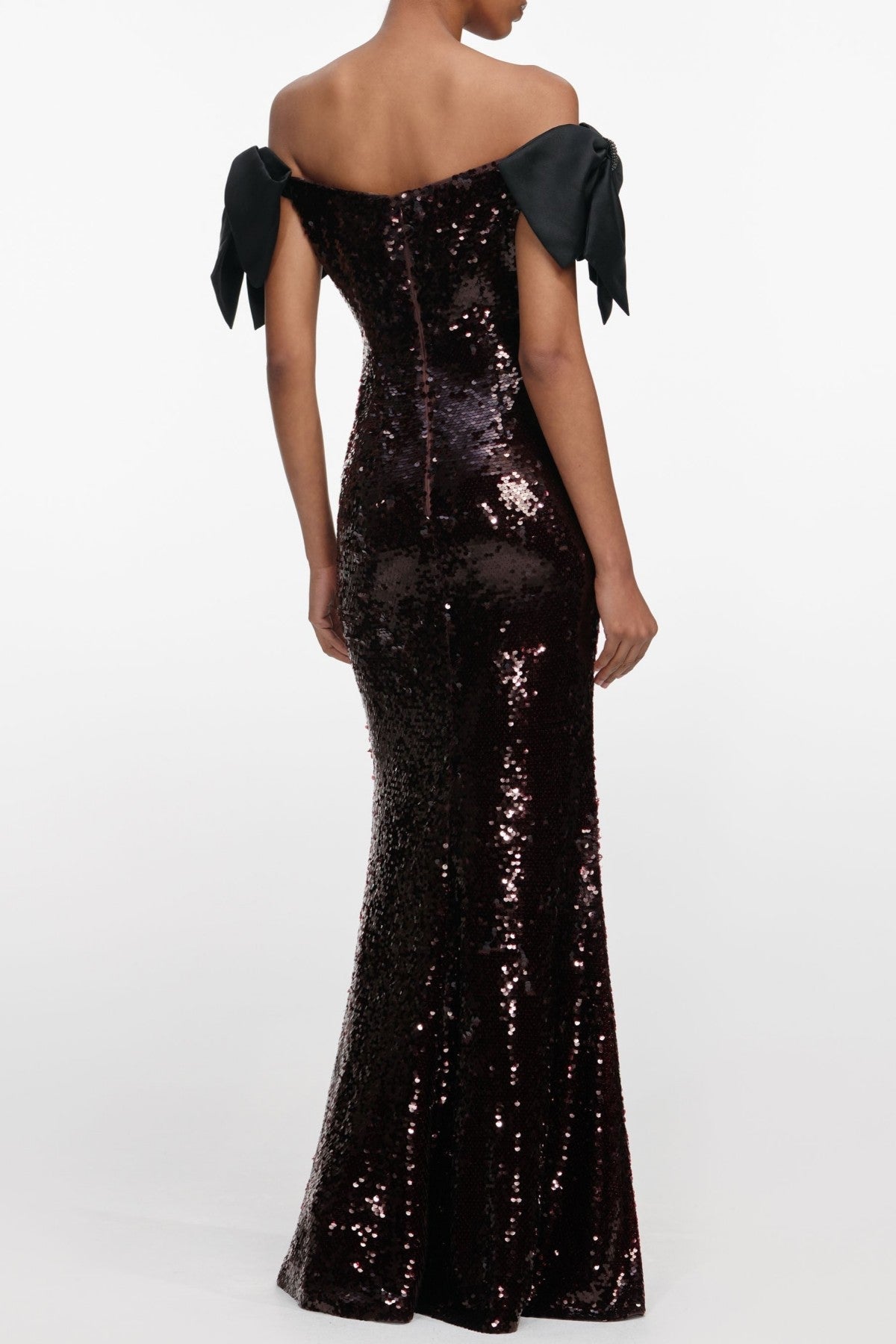 Elska Off Shoulder Bow Sequin Maxi Dress