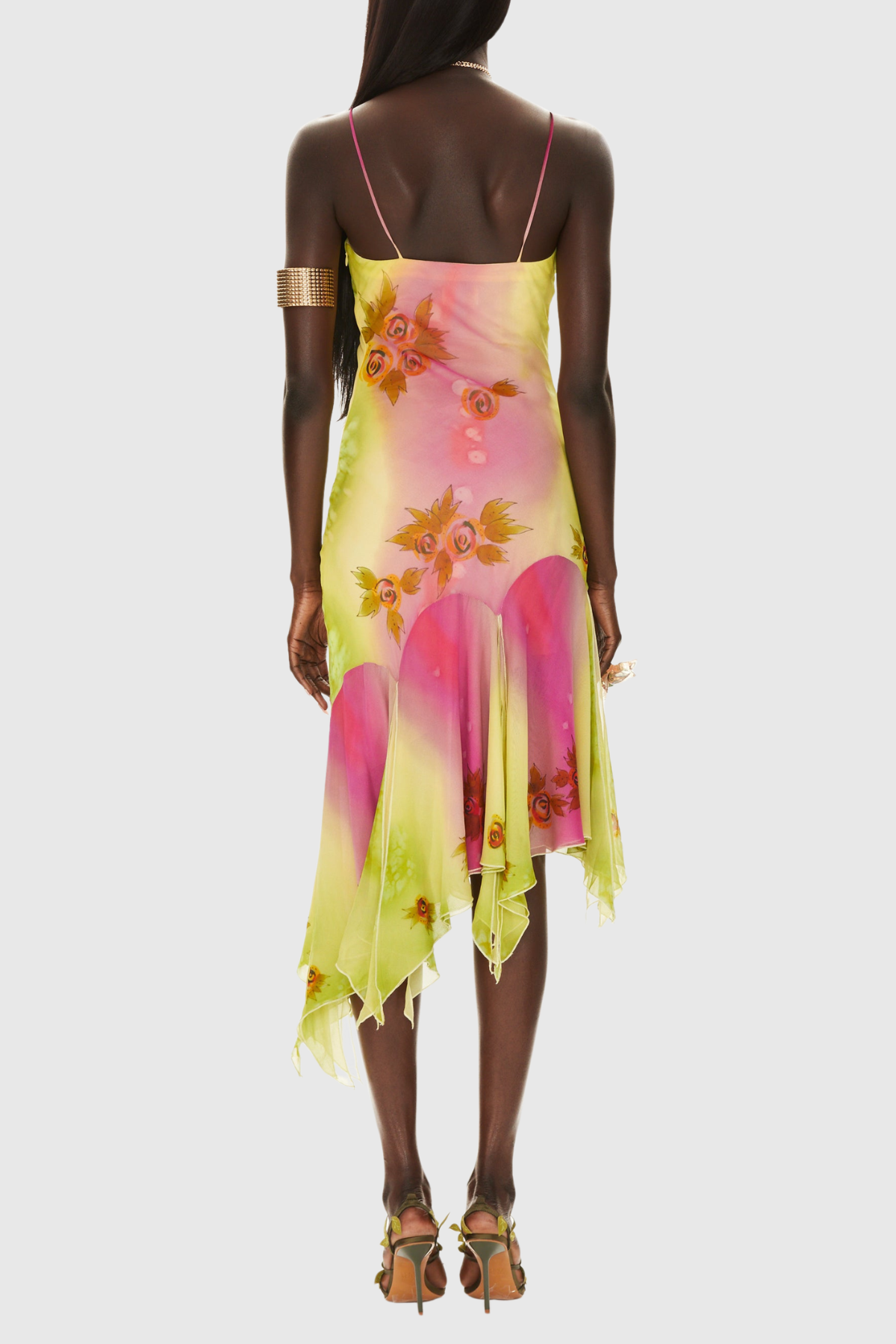 Elvaya Floral Print Sequin Embellished Midi Dress