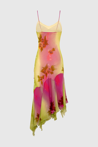 Elvaya Floral Print Sequin Embellished Midi Dress
