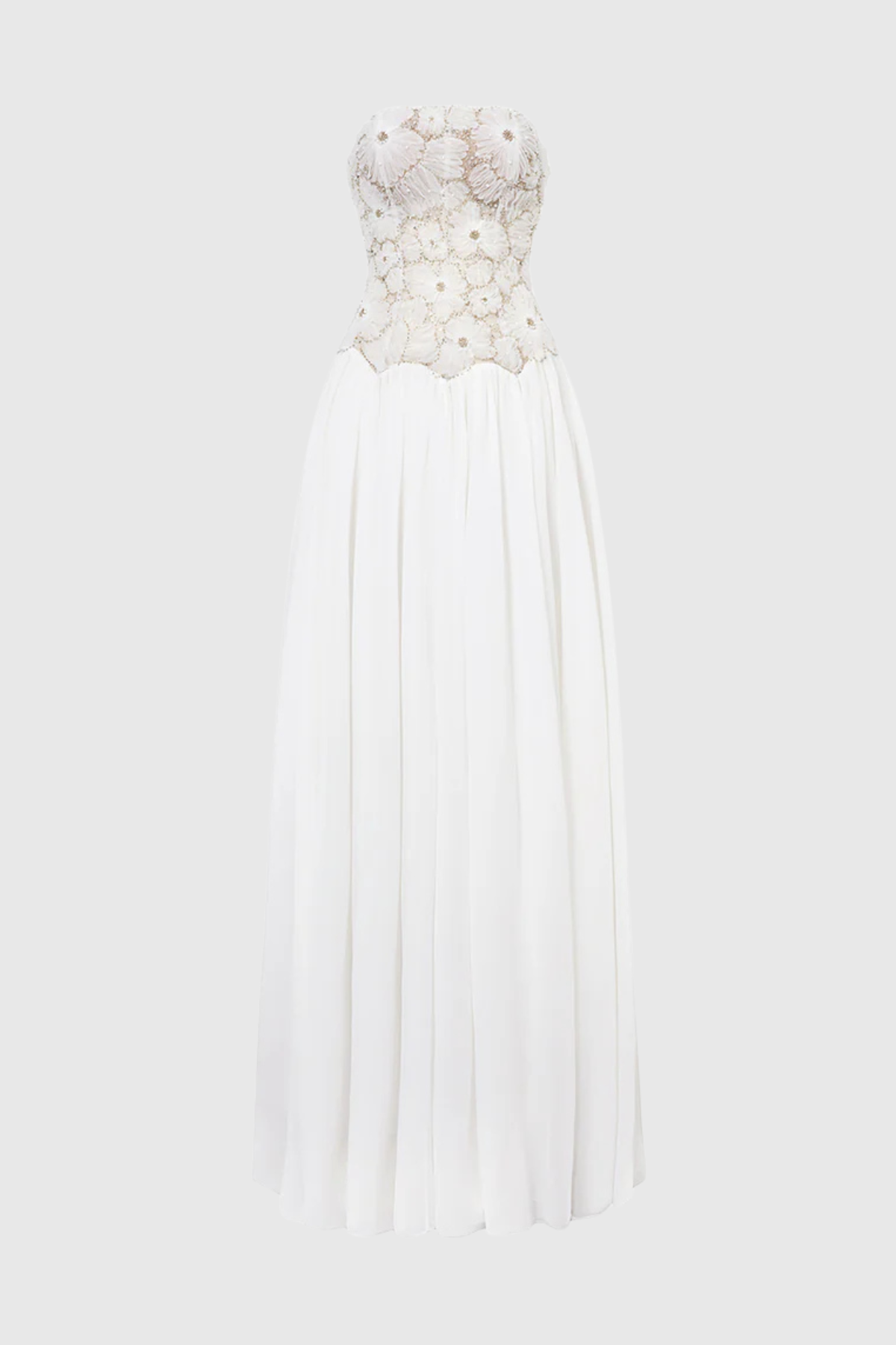 Elvira Floral Embroidered Chiffon Maxi Dress