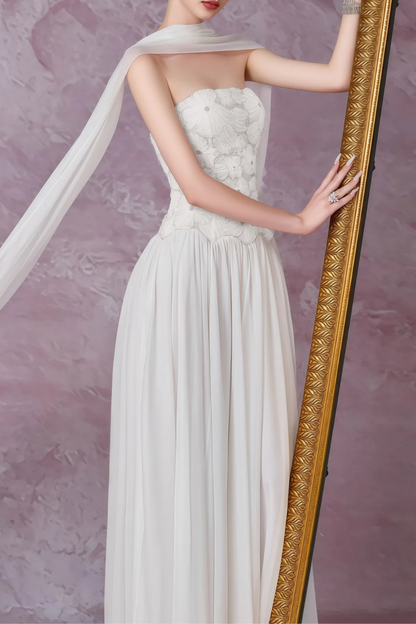 Elvira Floral Embroidered Chiffon Maxi Dress