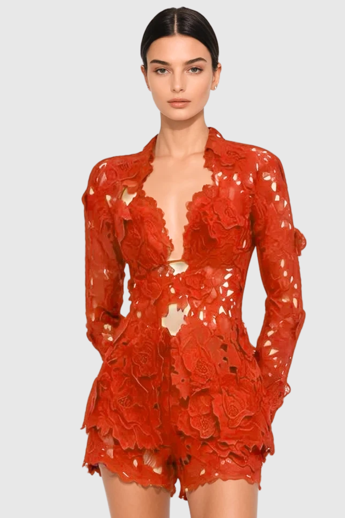 Emaline Floral Lace Blazer & Shorts Set