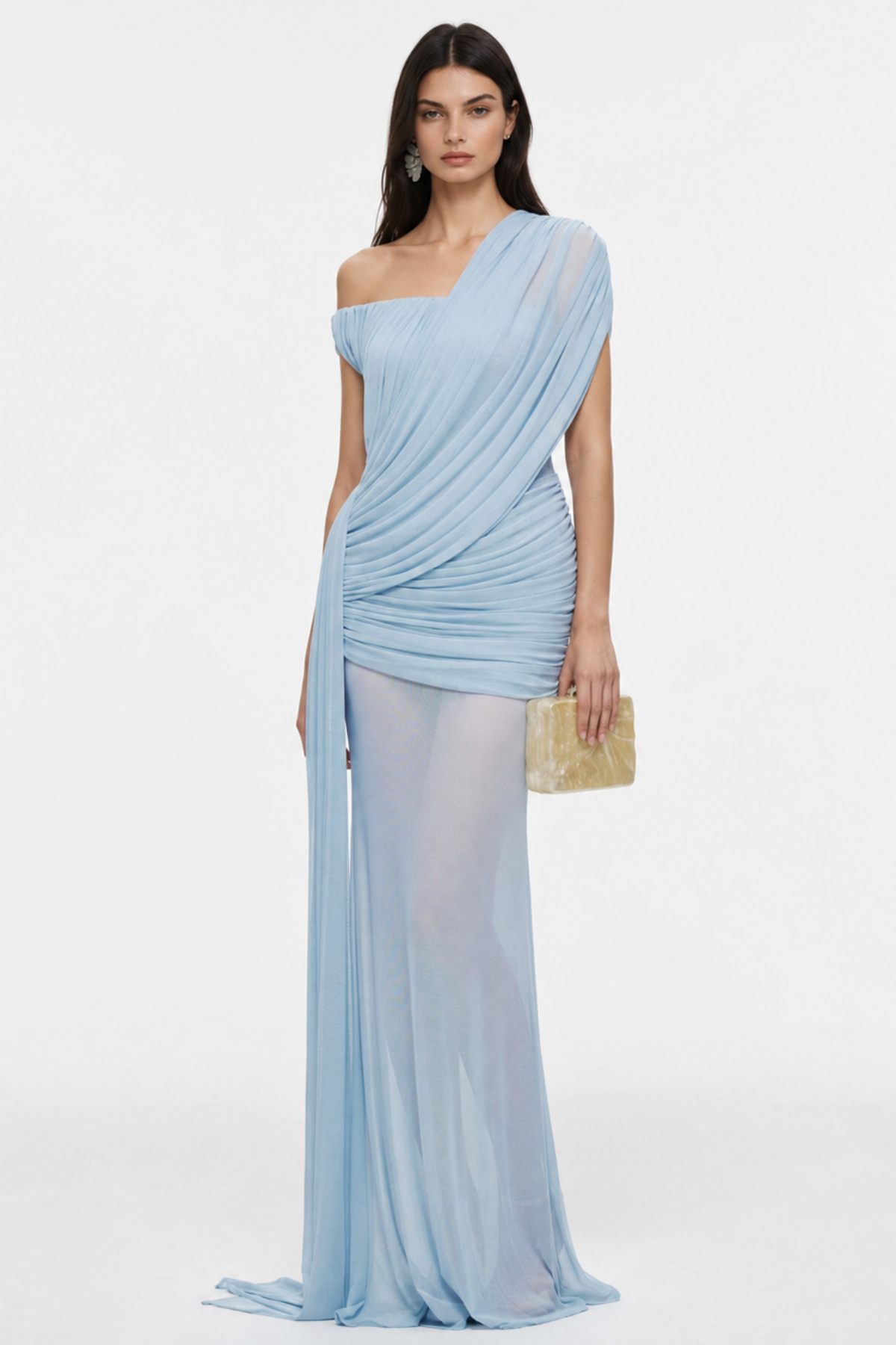 Emeka Asymmetric Draped Maxi Dress - Blue