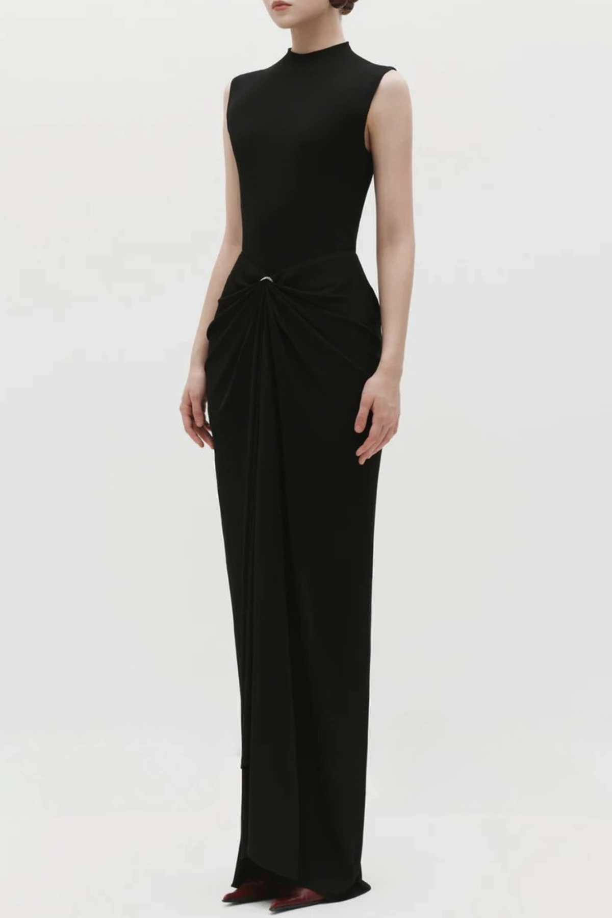 Emelda Sleeveless Ruched Maxi Dress - Black