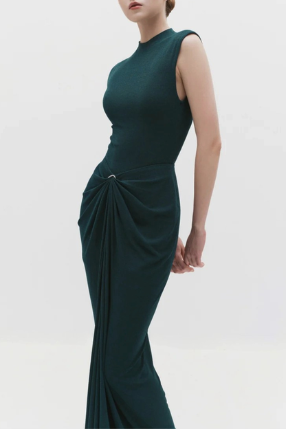 Emelda Sleeveless Ruched Maxi Dress - Green