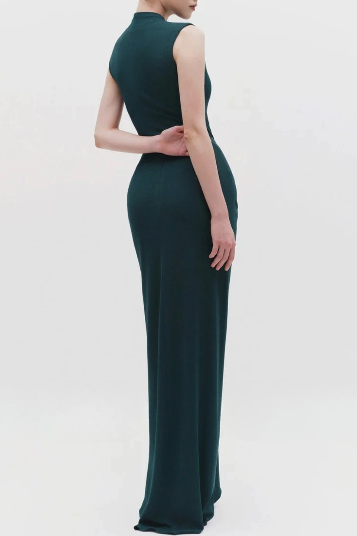 Emelda Sleeveless Ruched Maxi Dress - Green