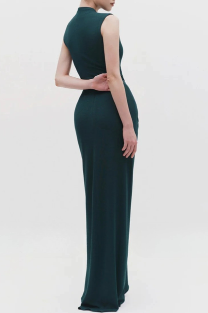 Emelda Sleeveless Ruched Maxi Dress - Green