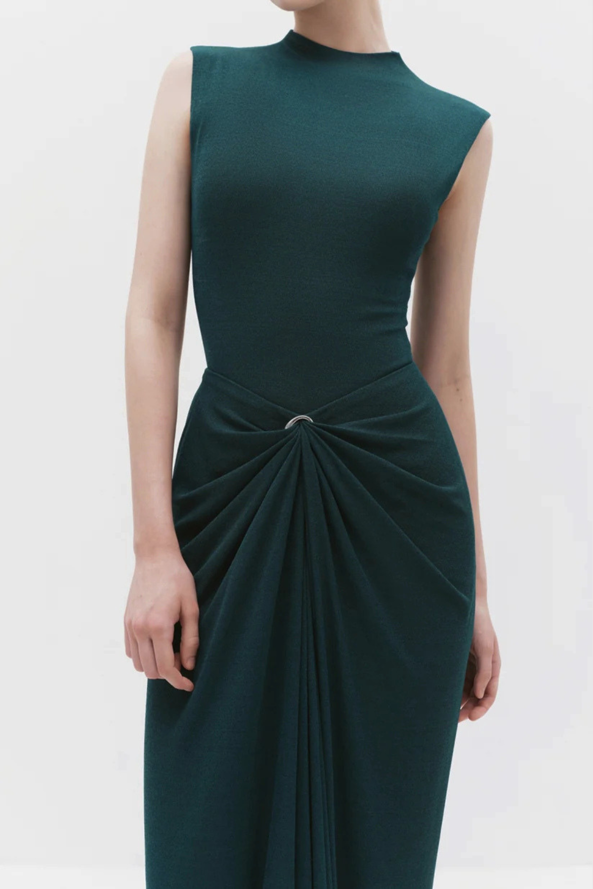 Emelda Sleeveless Ruched Maxi Dress - Green