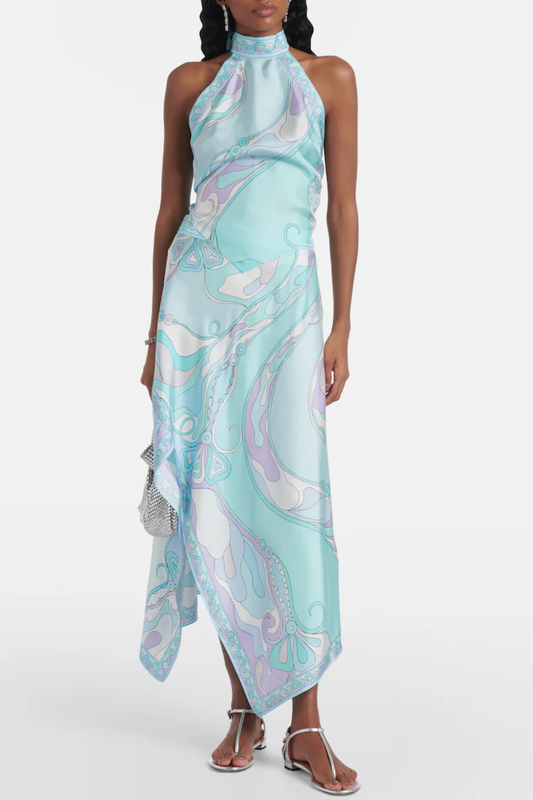 Emeline Print Top & Asymmetric Midi Skirt Set