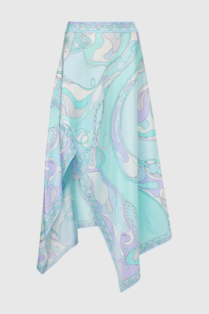 Emeline Print Top & Asymmetric Midi Skirt Set