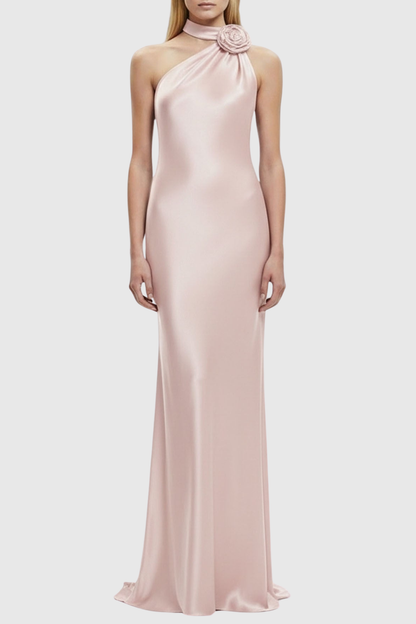 Emere Floral Wrap Satin Maxi Dress - Pink