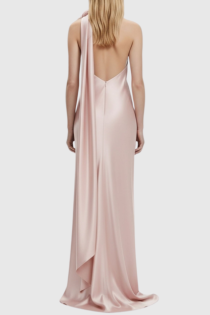 Emere Floral Wrap Satin Maxi Dress - Pink