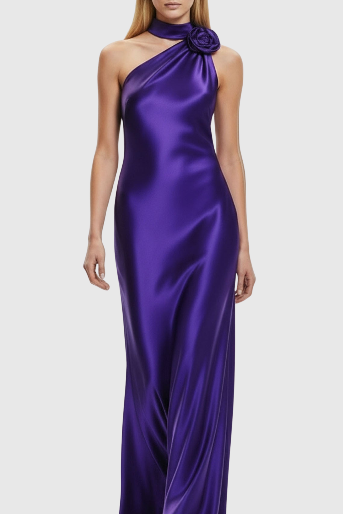 Emere Floral Wrap Satin Maxi Dress - Purple