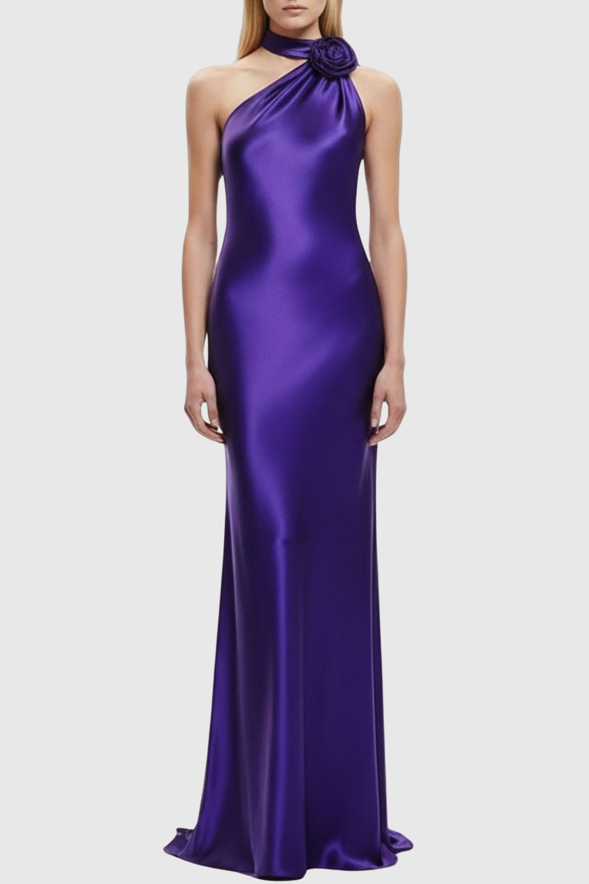 Emere Floral Wrap Satin Maxi Dress - Purple