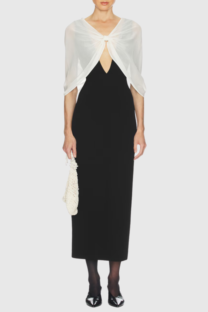 Emiare Bow Shawl Midi Dress