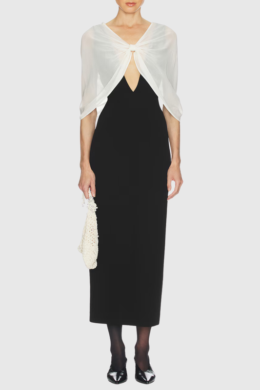Emiare Bow Shawl Midi Dress