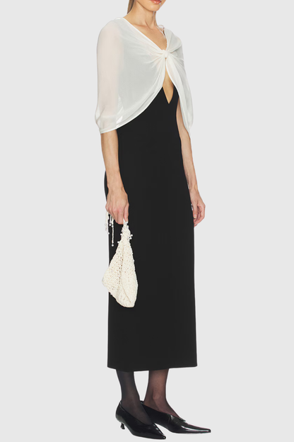 Emiare Bow Shawl Midi Dress